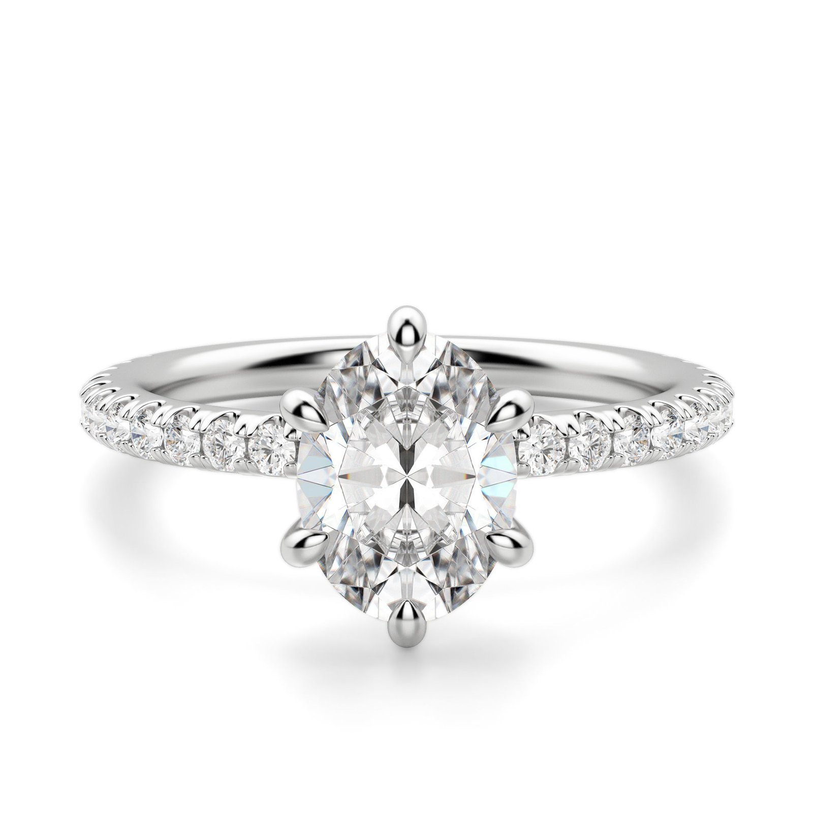 Arezzo Accented Oval Cut Engagement Ring 14K White Gold
