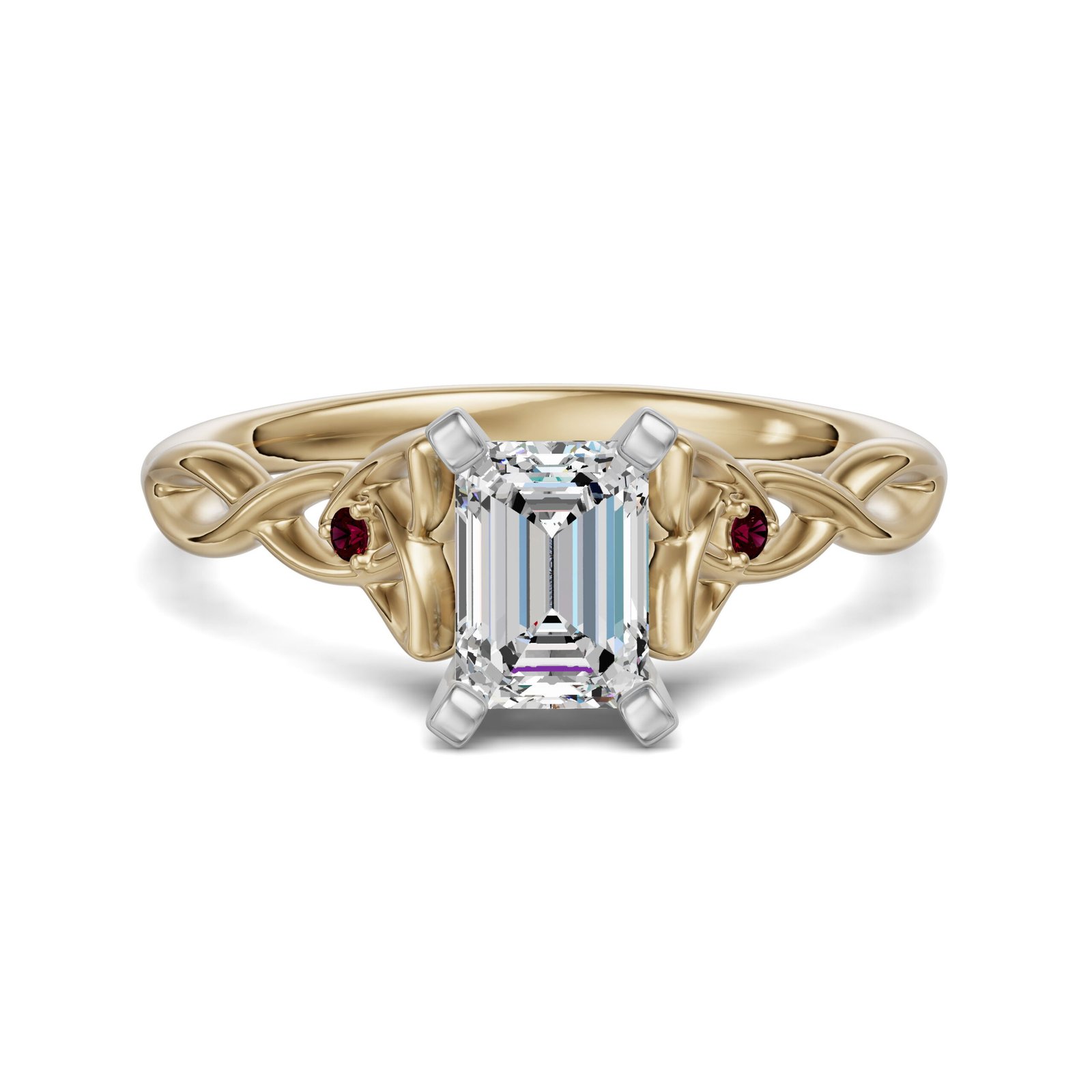 Celtic Knot Emerald Cut 0.50 ct Engagement Ring – Ruby