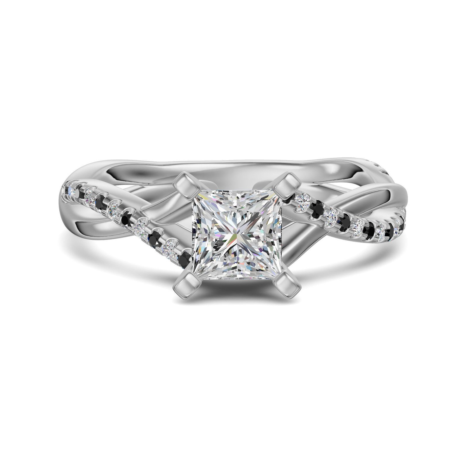 Twisted Accented Princess Cut 0.50 ct Engagement Ring – Midnight
