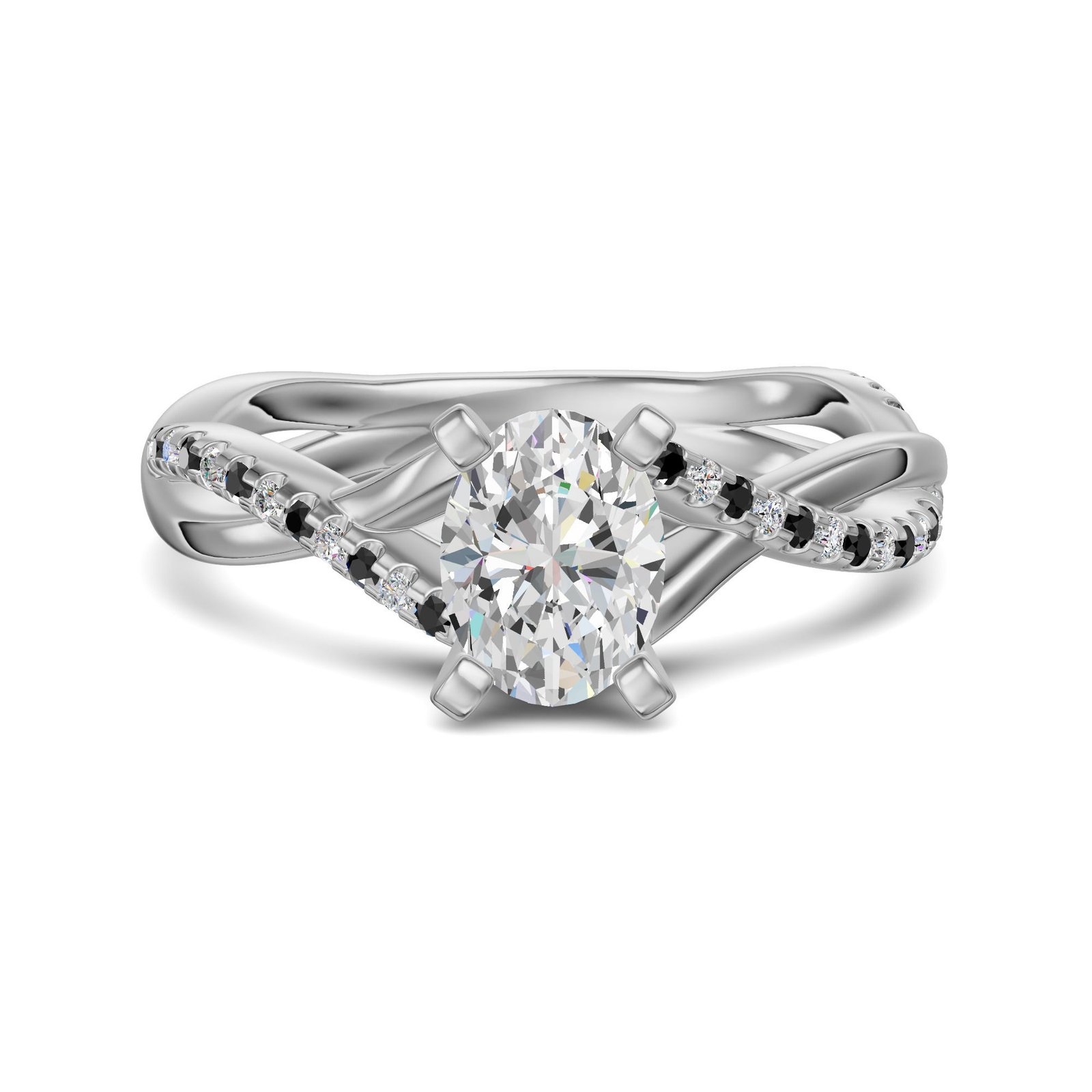 Twisted Accented Oval Cut 0.50 ct Engagement Ring – Midnight