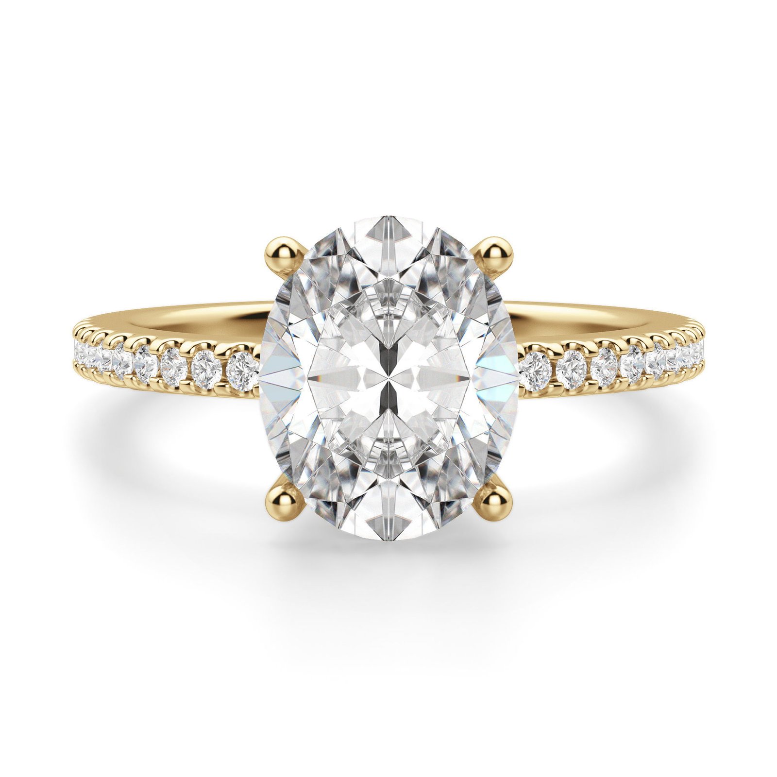 Basket Set Accented Oval Cut Engagement Ring
