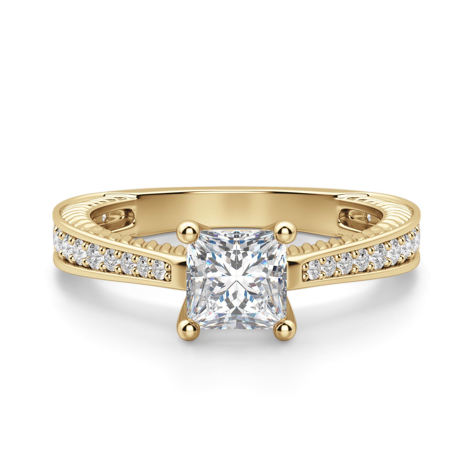 Sage Accented Princess Cut Engagement Ring