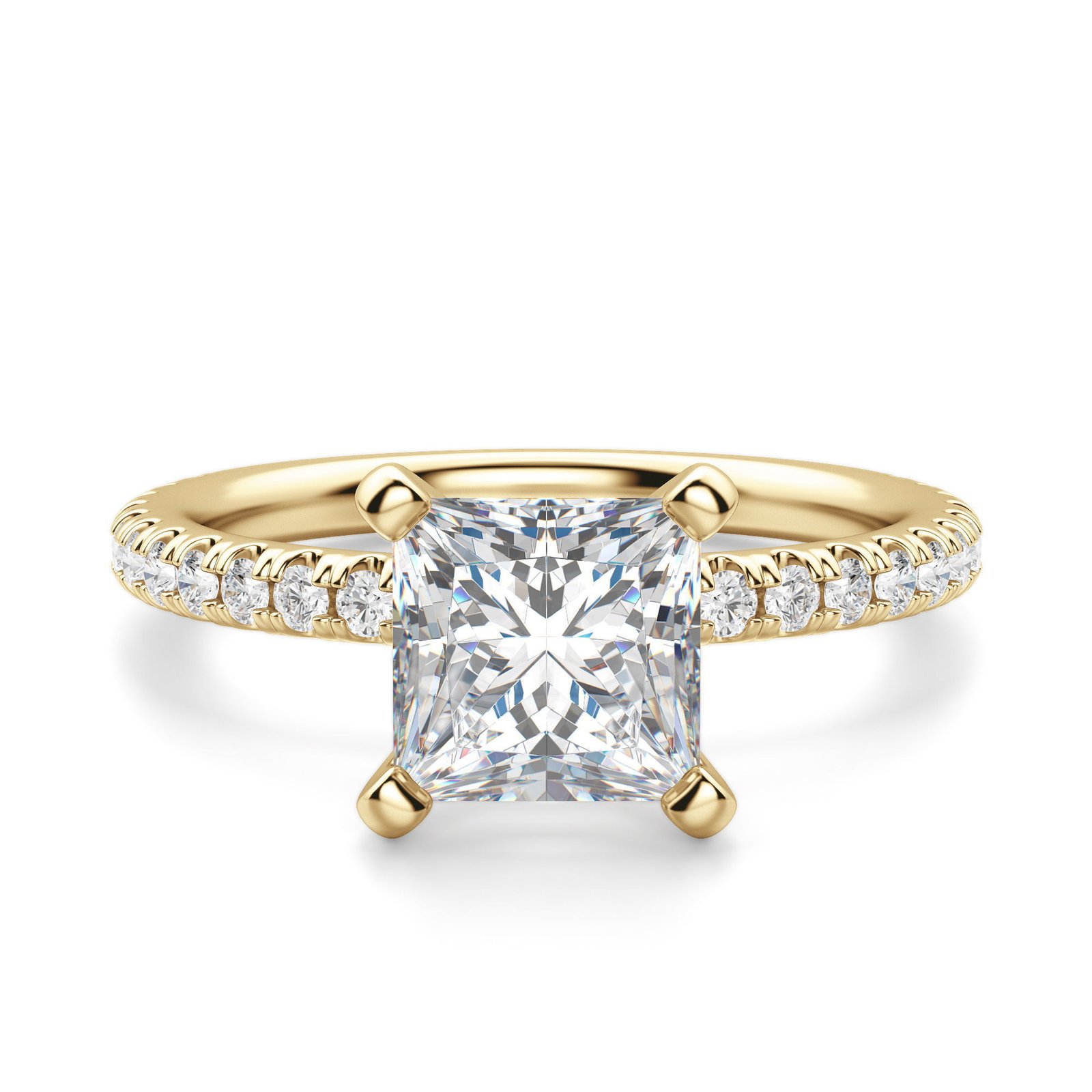 Petite Accented Princess Cut Engagement Ring