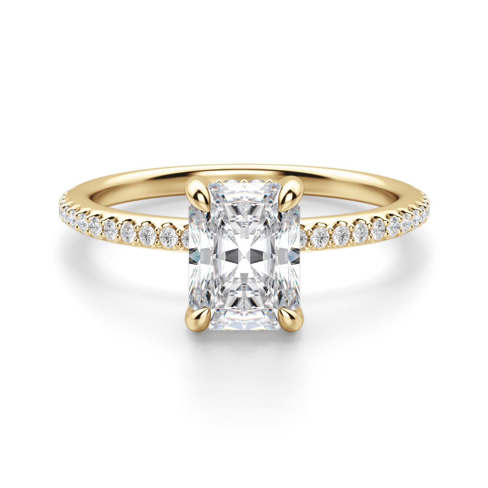 Hidden Halo Accented Radiant Cut Engagement Ring