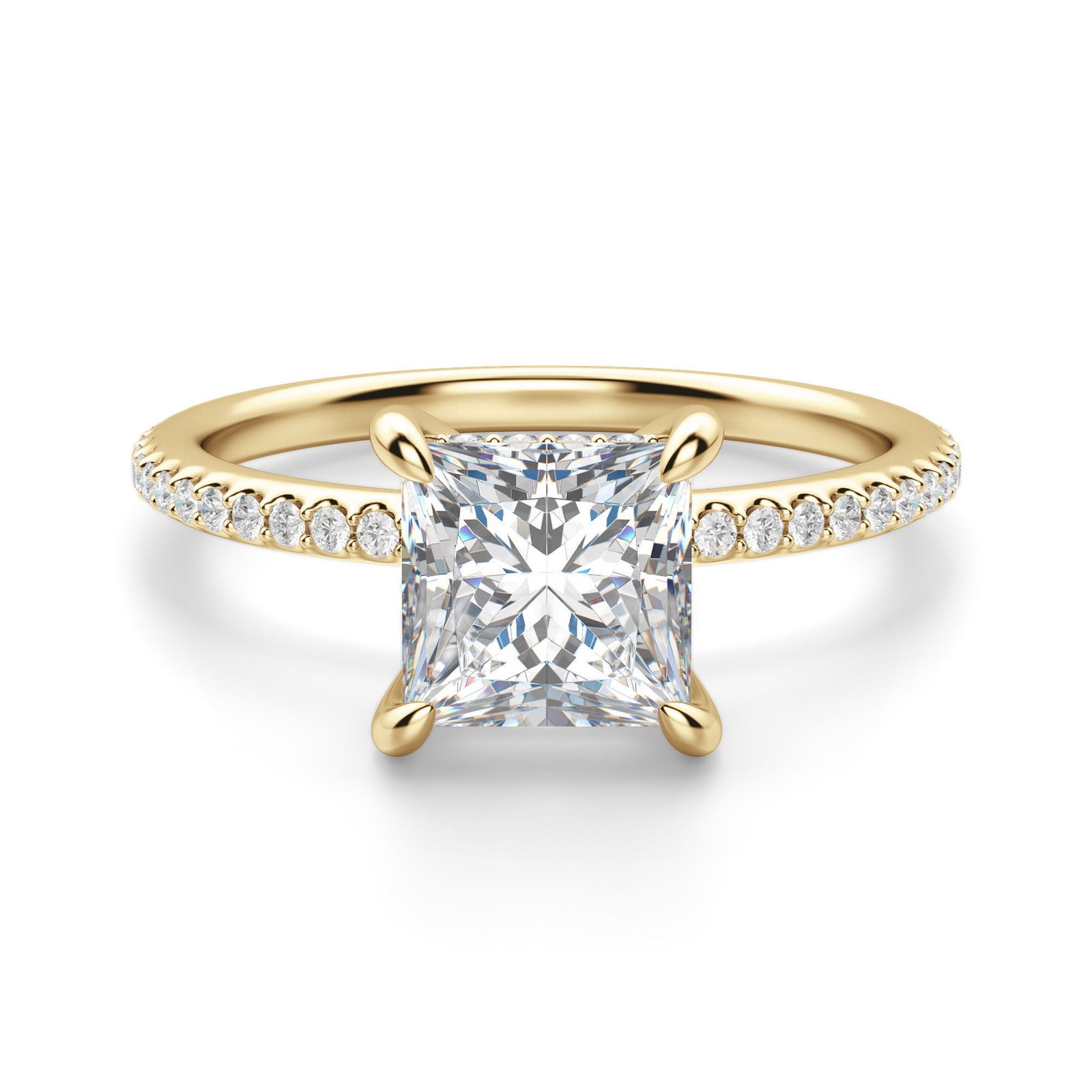 Hidden Halo Accented Princess Cut Engagement Ring