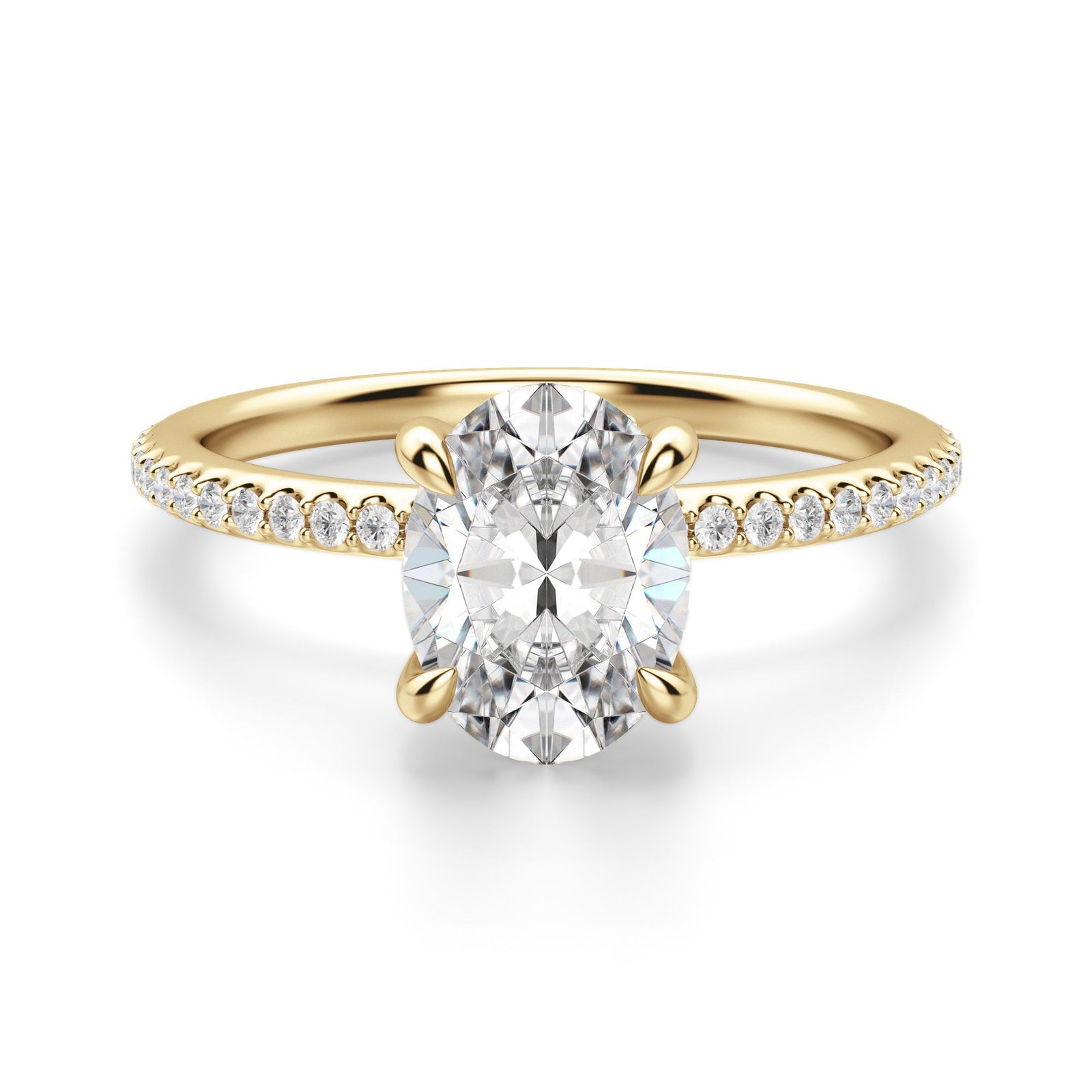 Hidden Halo Accented Oval Cut Engagement Ring