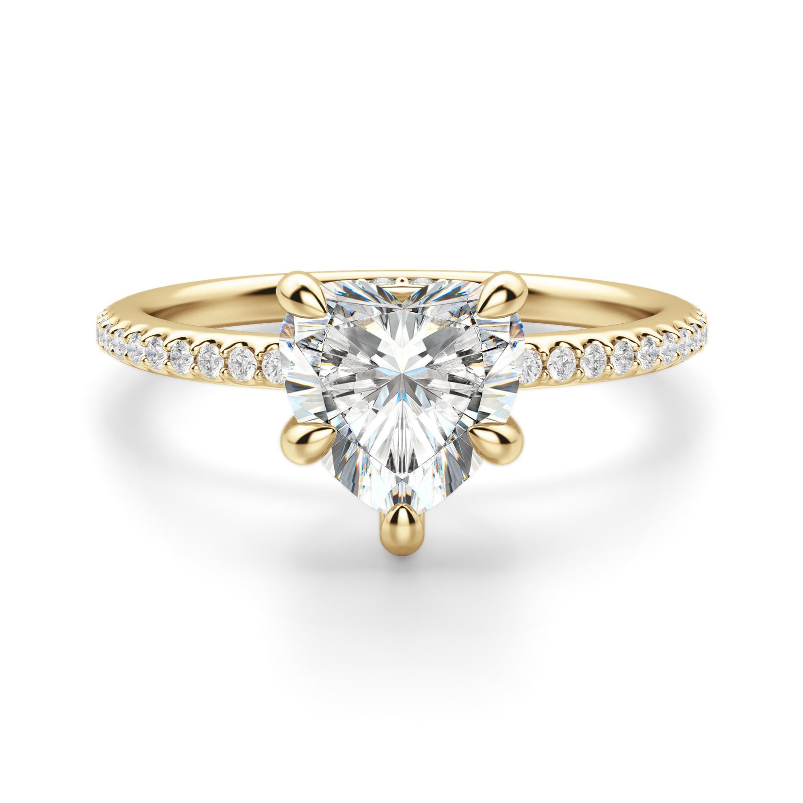 Hidden Halo Accented Heart Cut Engagement Ring