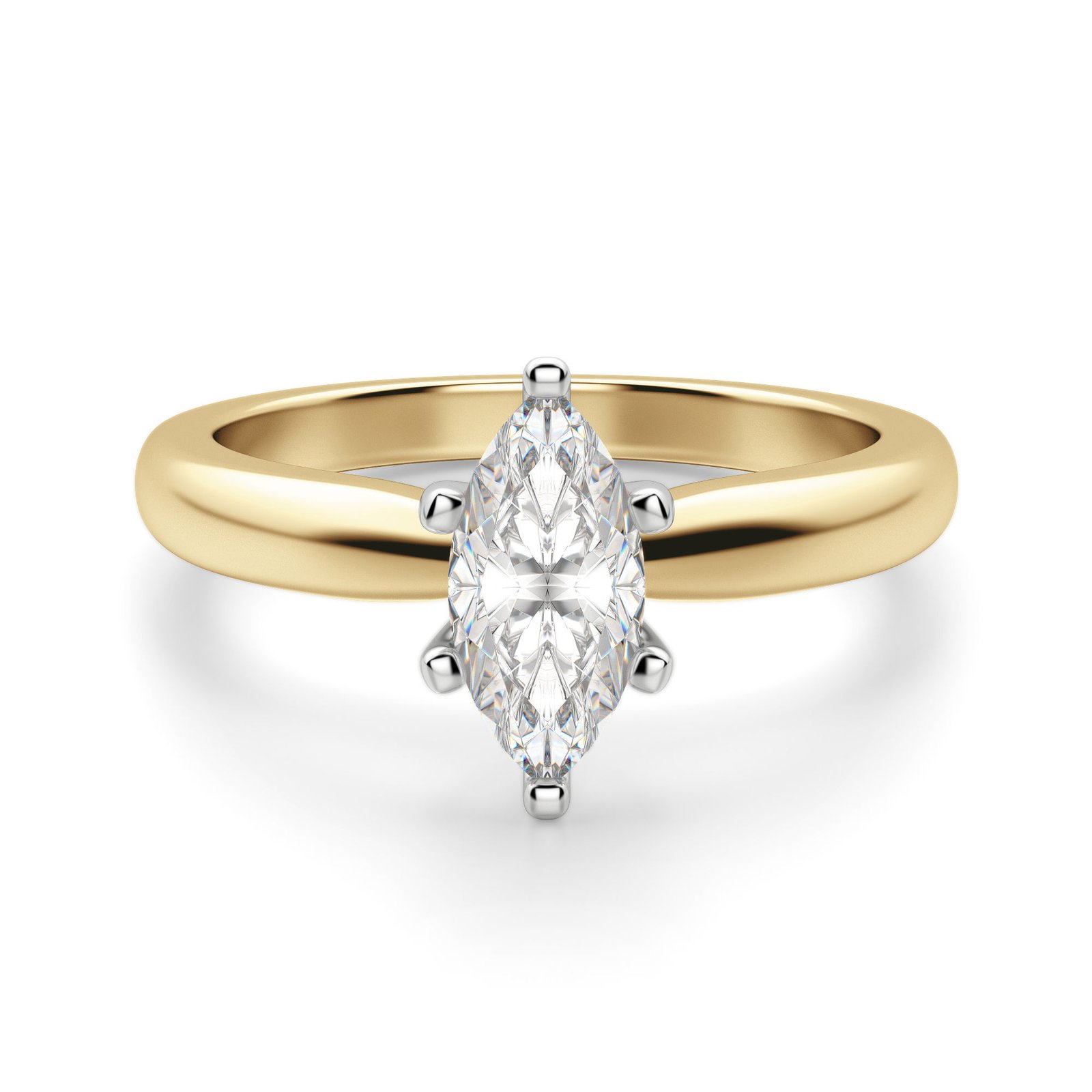 Tapered Classic Solitaire Marquise Cut Engagement Ring