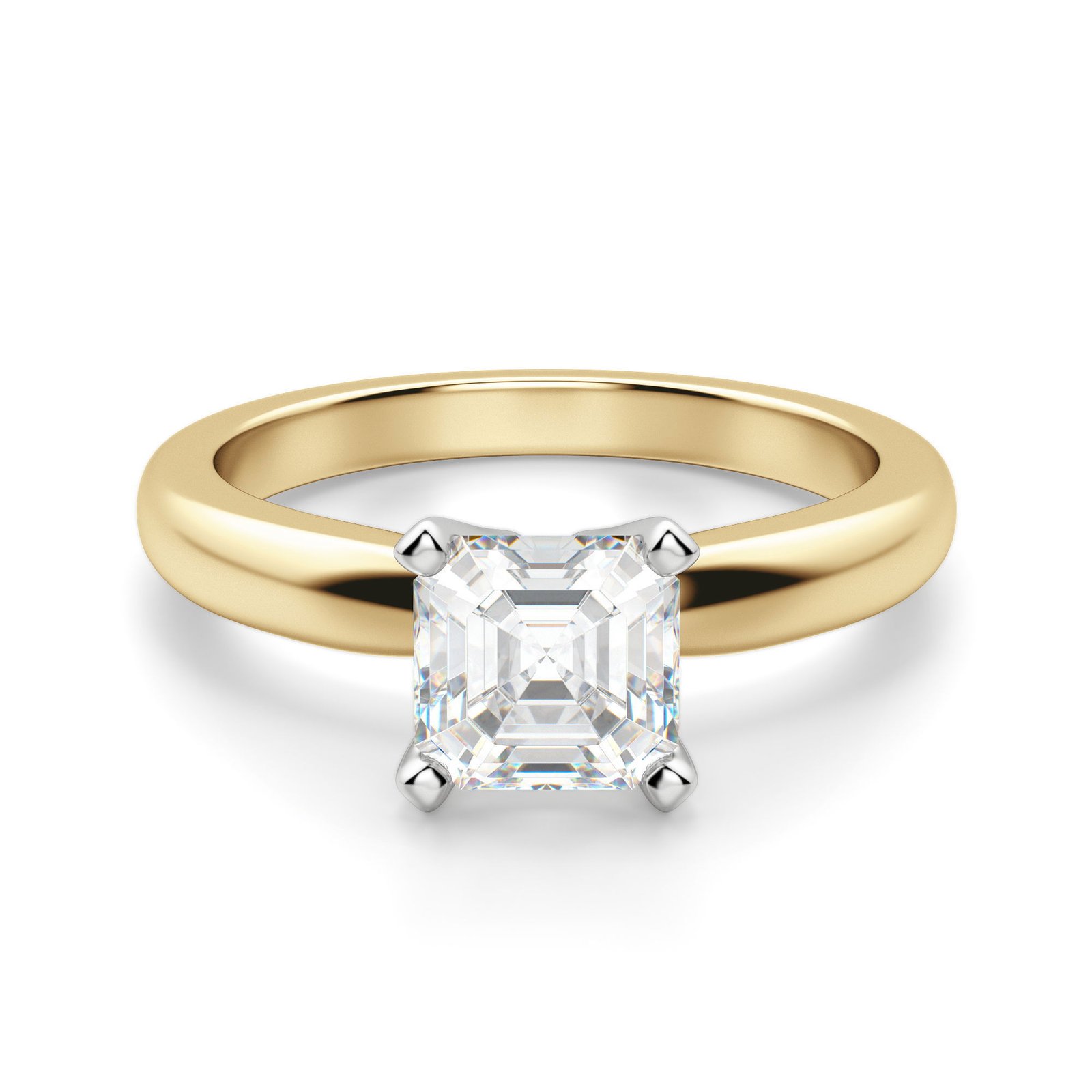 Tapered Classic Solitaire Asscher Cut Engagement Ring