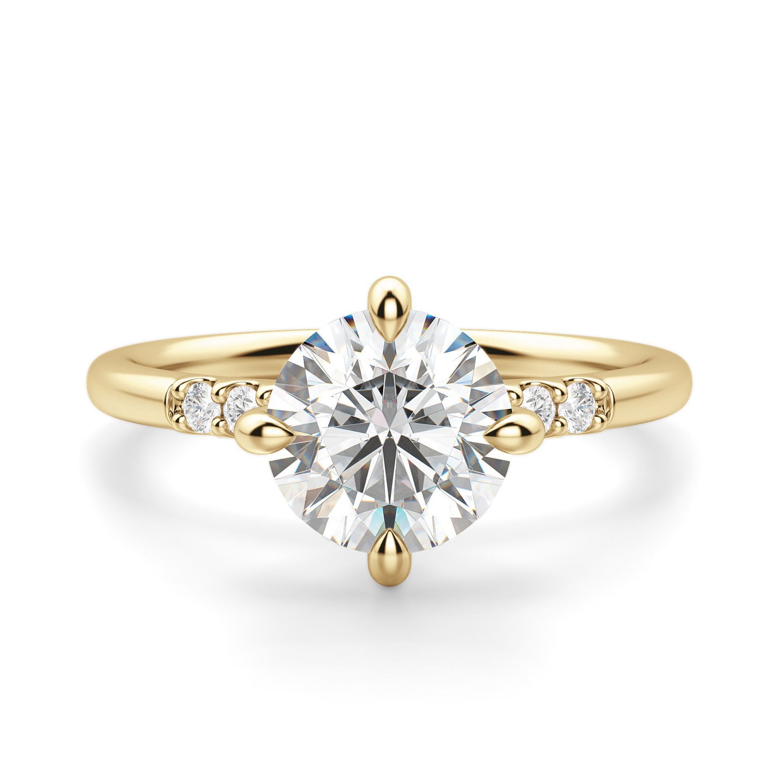 Kite Set Accented Round Cut Engagement Ring