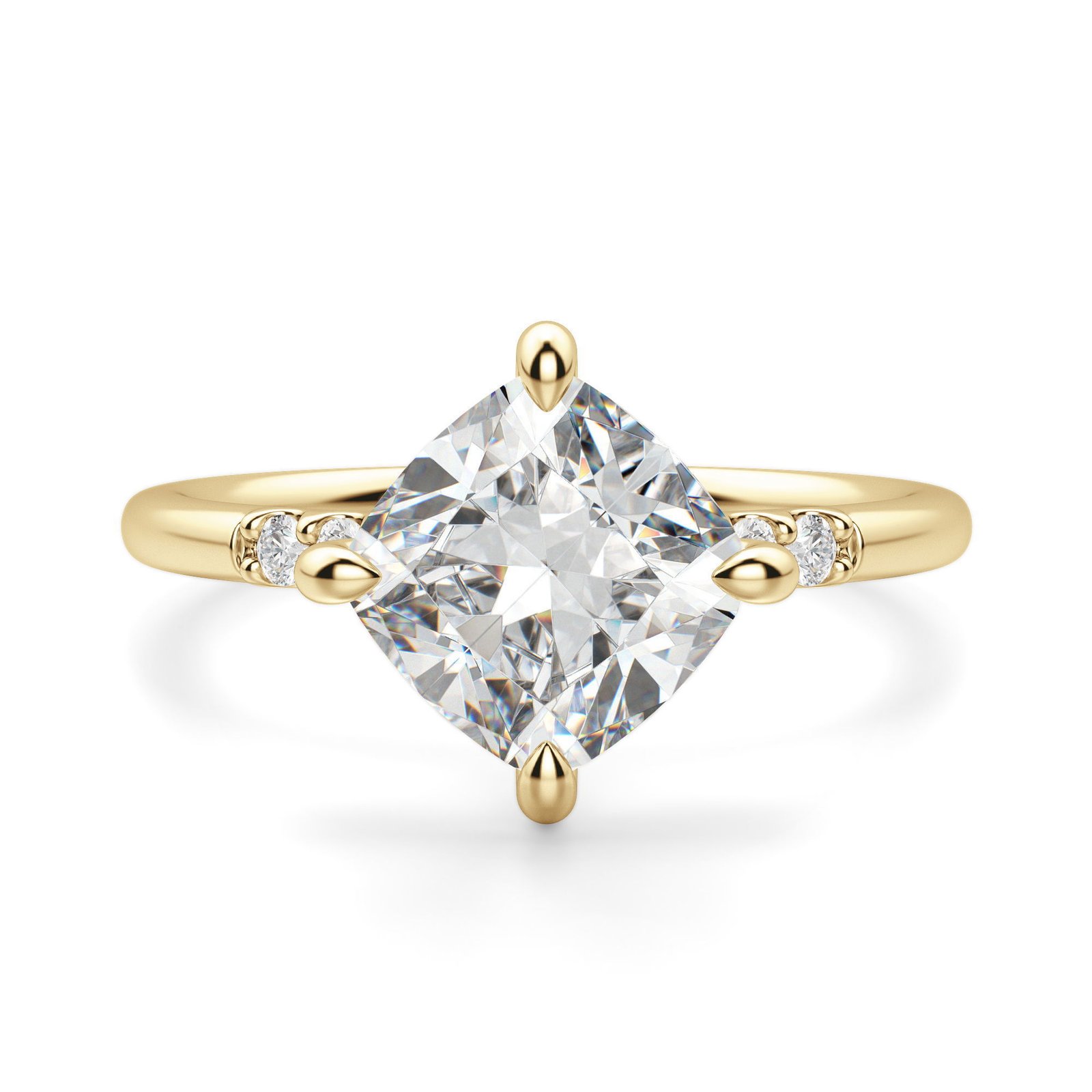 Kite Set Accented Cushion Cut Engagement Ring