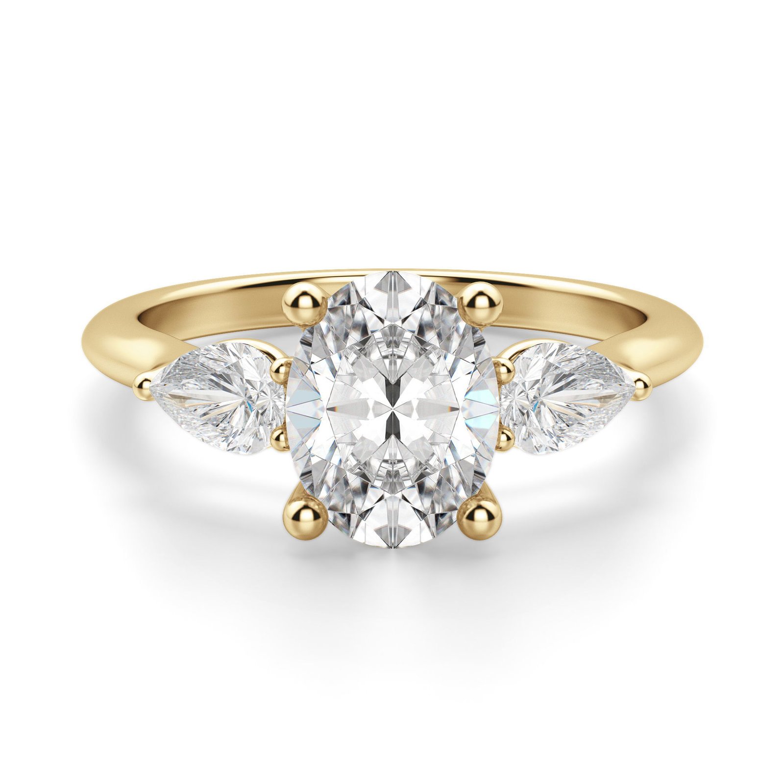 Pear Side Stone Classic Oval Cut Engagement Ring