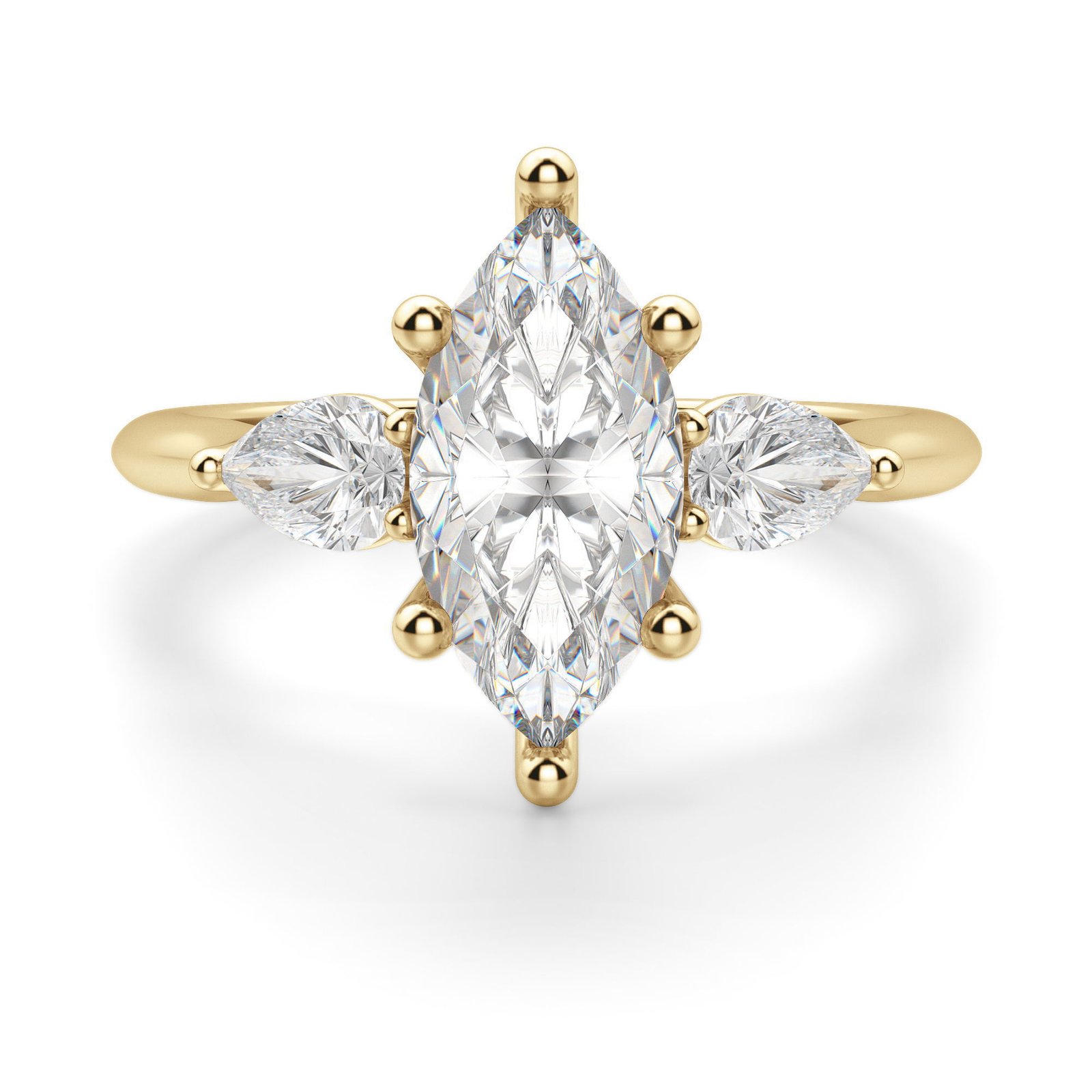 Pear Side Stone Classic Marquise Cut Engagement Ring