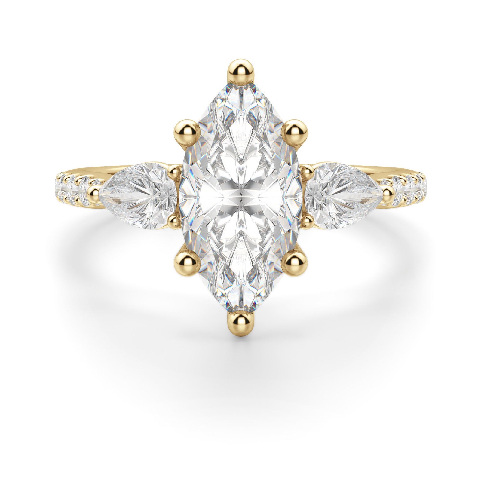 Pear Side Stone Accented Marquise Cut Engagement Ring