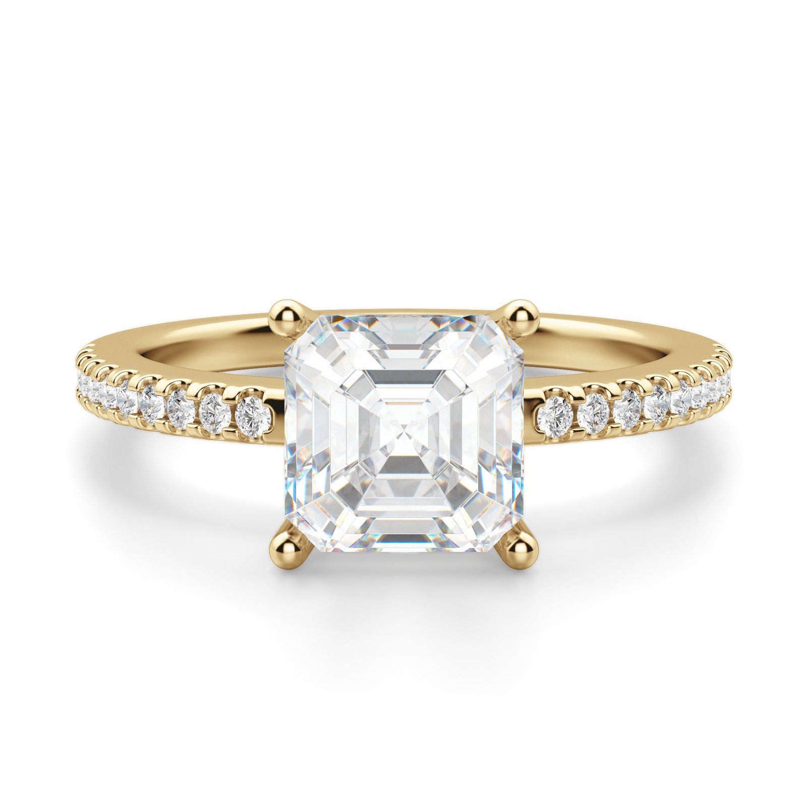 Basket Set Accented Asscher Cut Engagement Ring