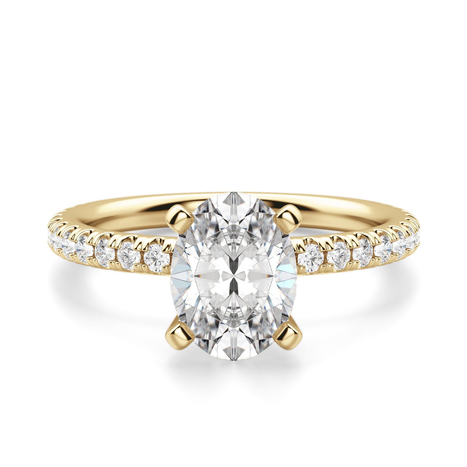 Petite Accented Oval Cut Engagement Ring