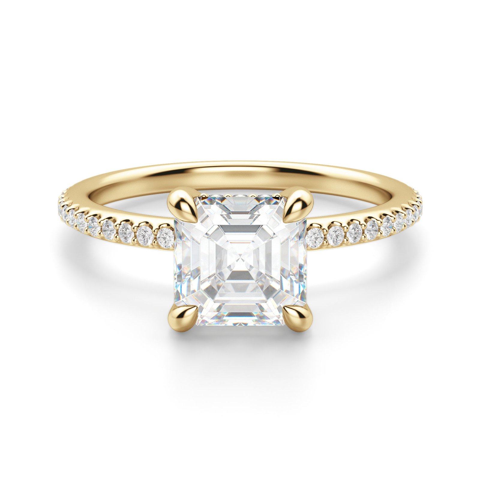 Hidden Halo Accented Asscher Cut Engagement Ring