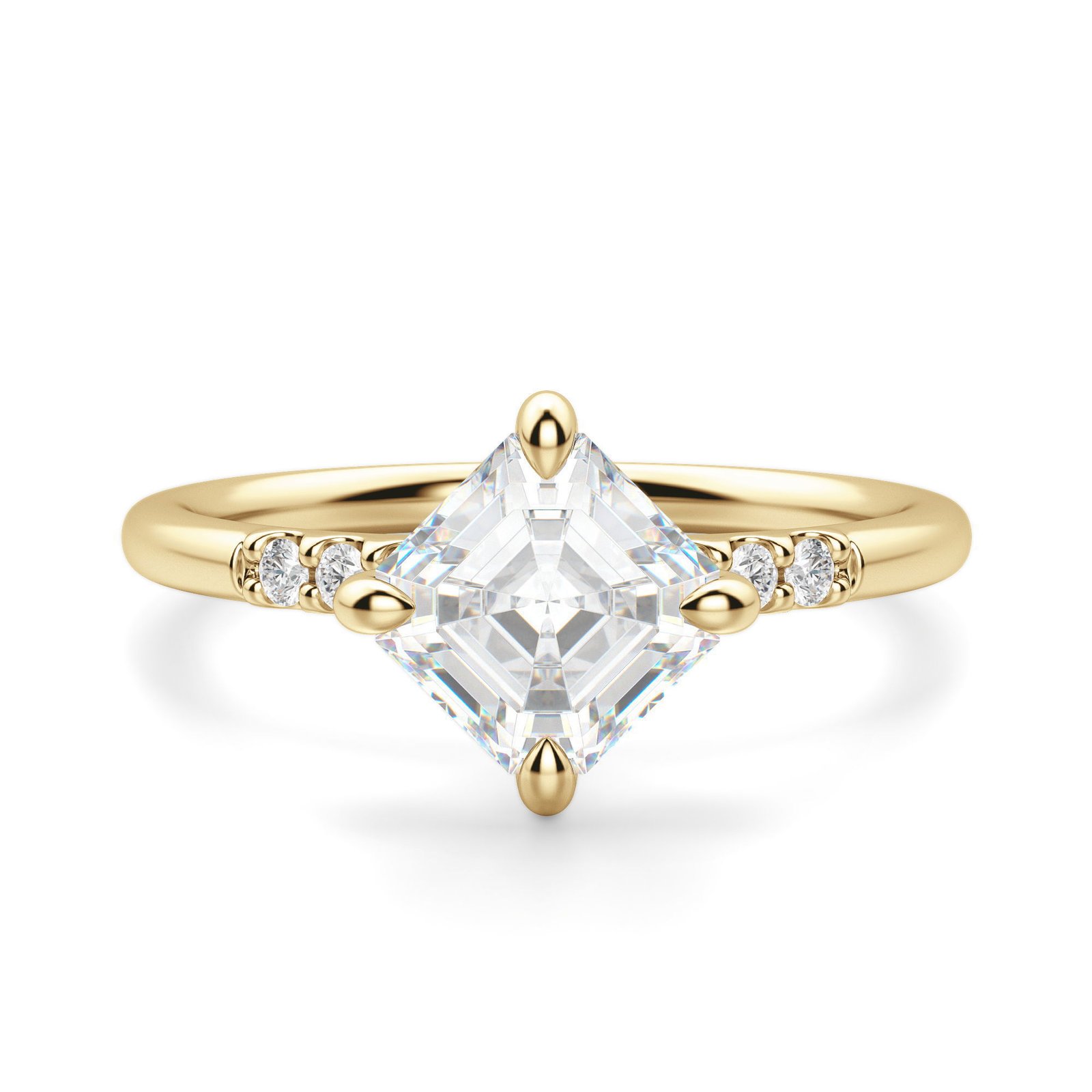 Kite Set Accented Asscher Cut Engagement Ring