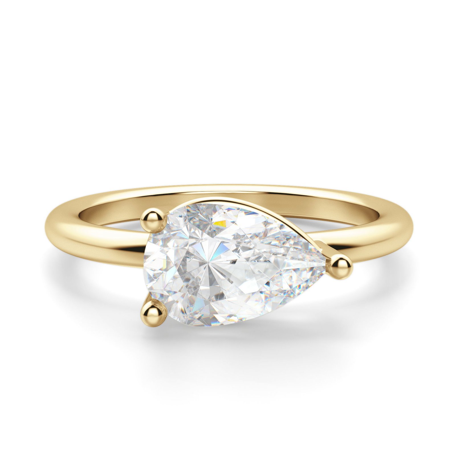 East West Classic Basket Pear Cut Engagement Ring