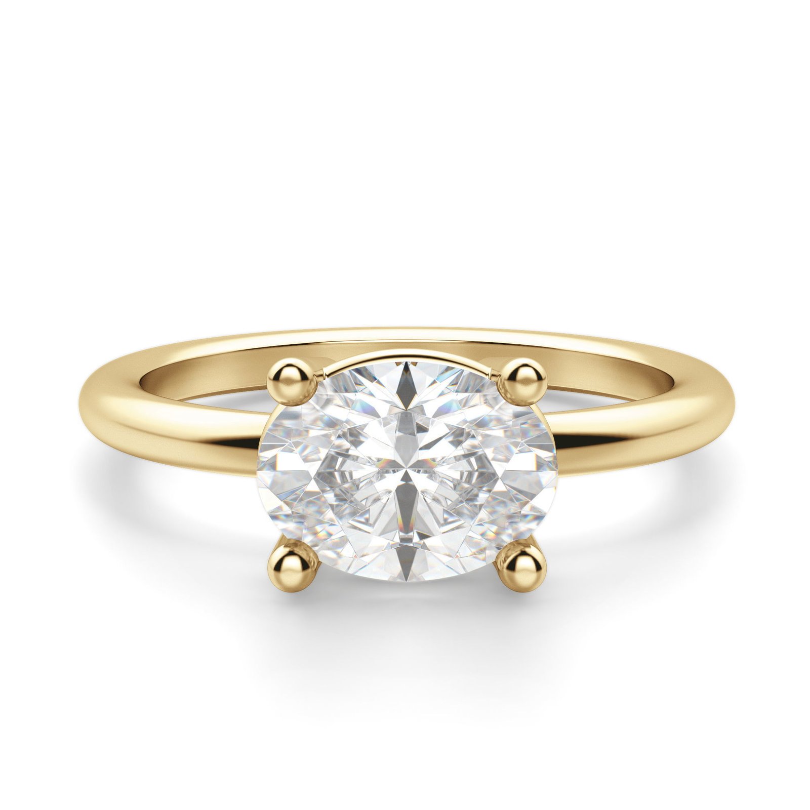 East West Classic Basket Oval Cut Engagement Ring