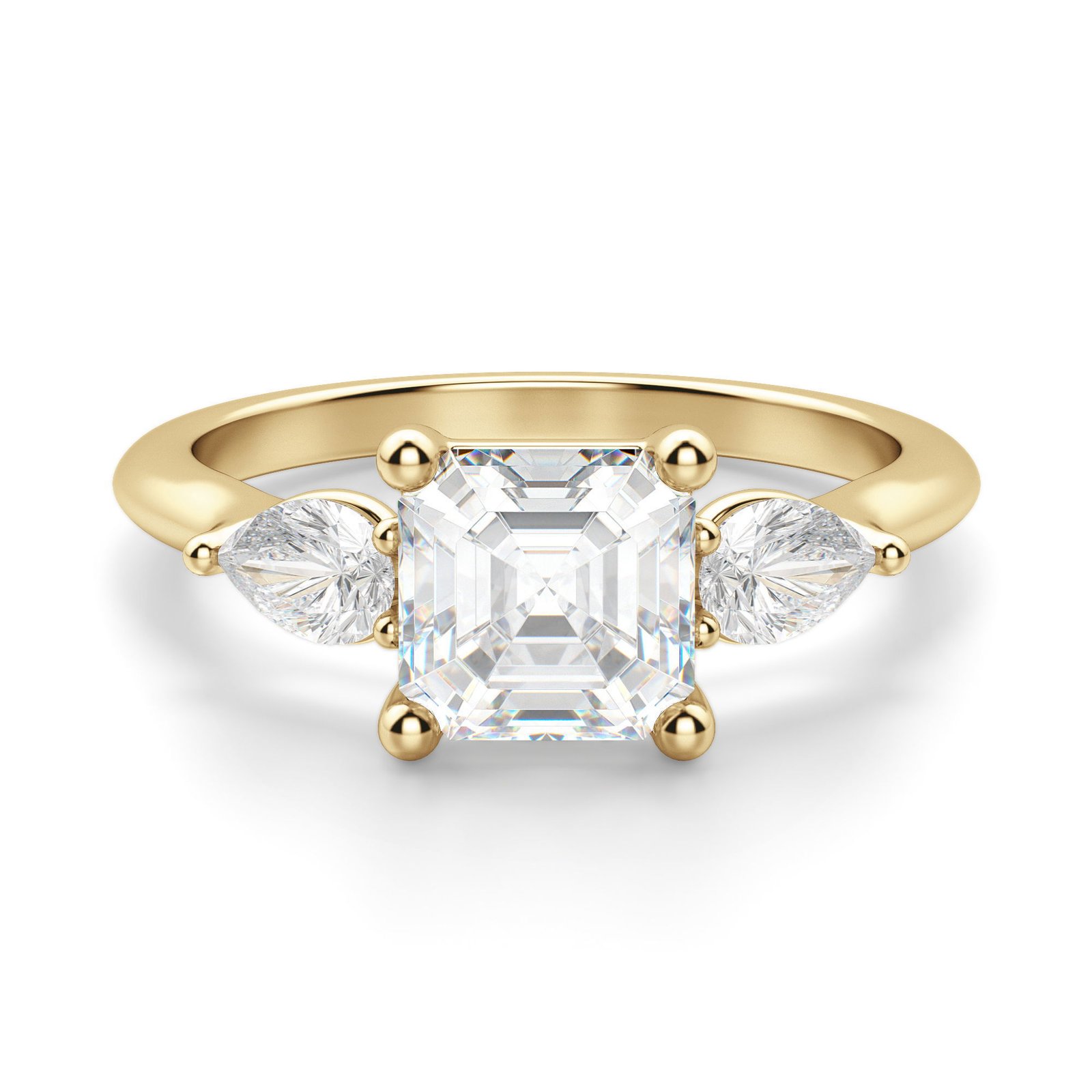 Pear Side Stone Classic Asscher Cut Engagement Ring