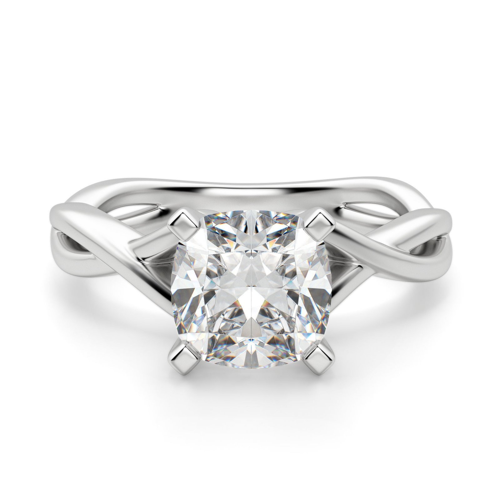Twisted Classic Cushion Cut Engagement Ring